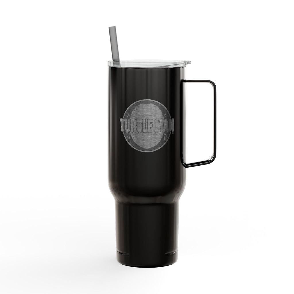 Engraved 40oz Insulated Tumbler with Handle & Lid — Football Player Silhouette