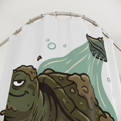 Grumpy Turtle Shower Curtain — Funny Muddy Turtle Bath Decor