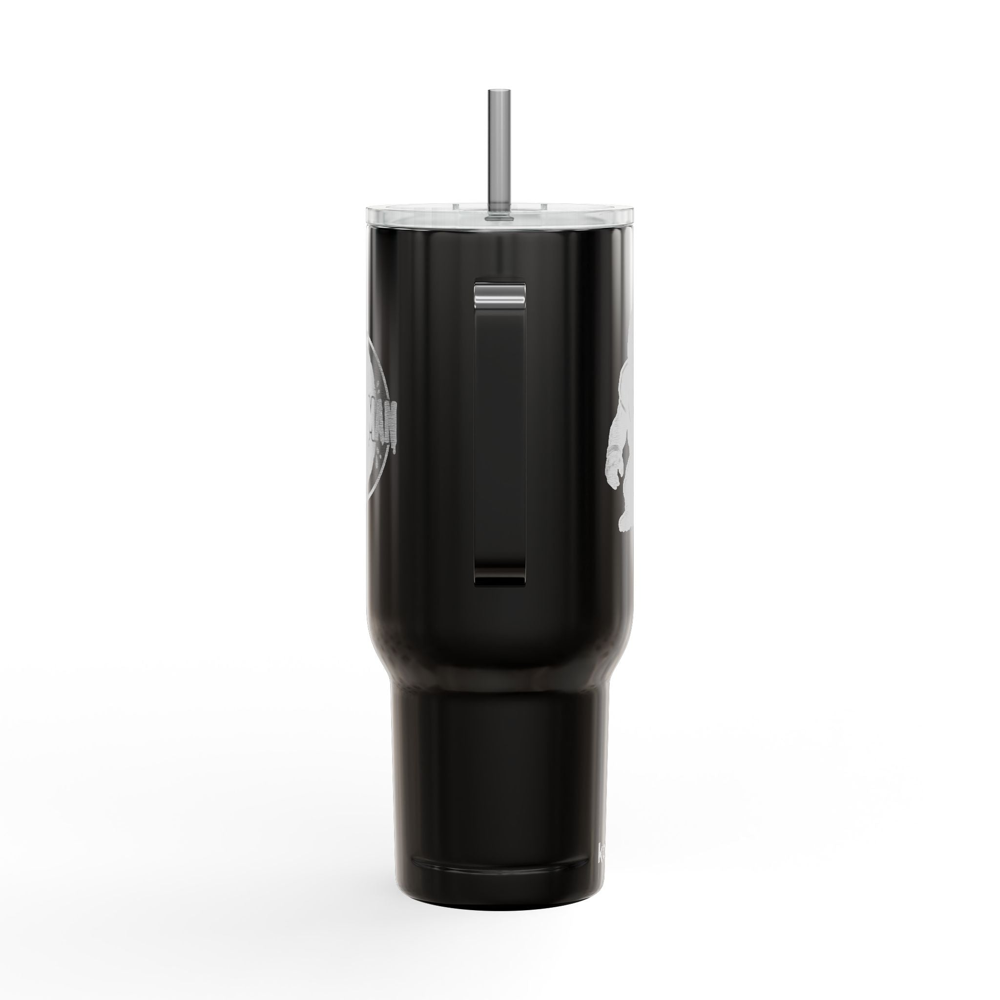 Engraved 40oz Insulated Tumbler with Handle & Lid — Football Player Silhouette