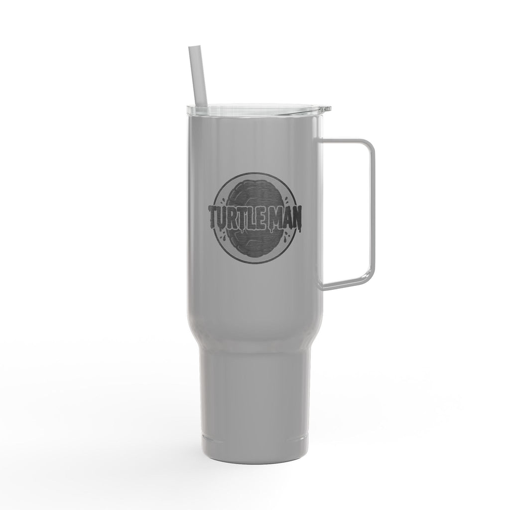 Engraved 40oz Insulated Tumbler with Handle & Lid — Football Player Silhouette