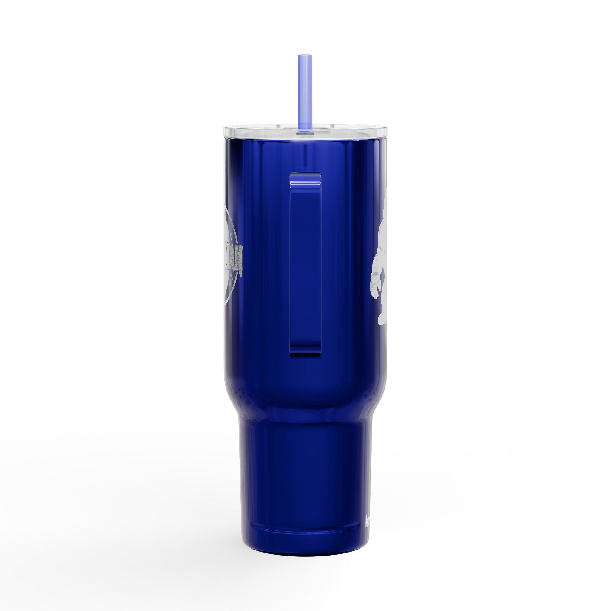 Engraved 40oz Insulated Tumbler with Handle & Lid — Football Player Silhouette