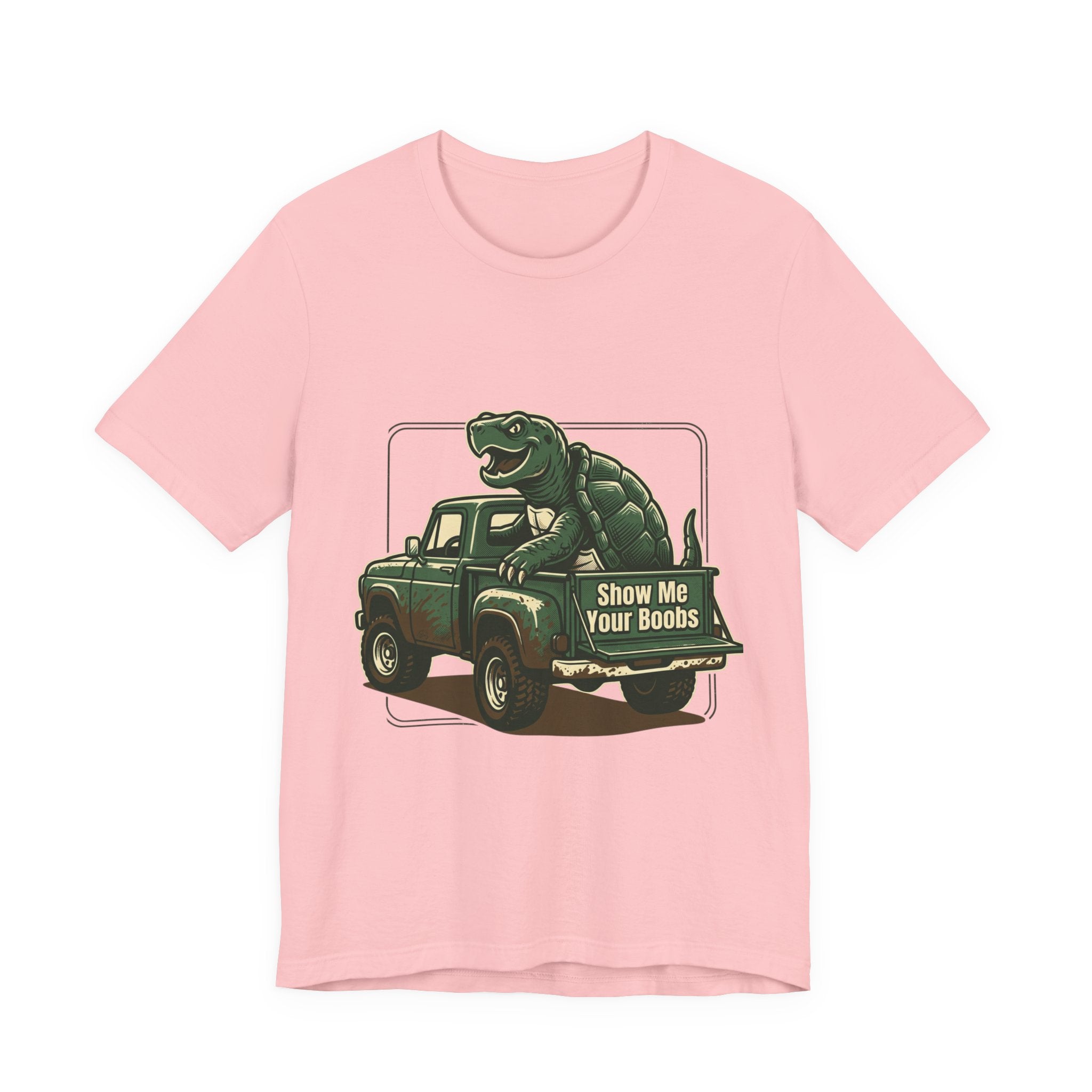 Turtle Graphic Tee — 'Show Me Your Boobs' Retro Truck Front & 'Turtle Man' Back Shirt