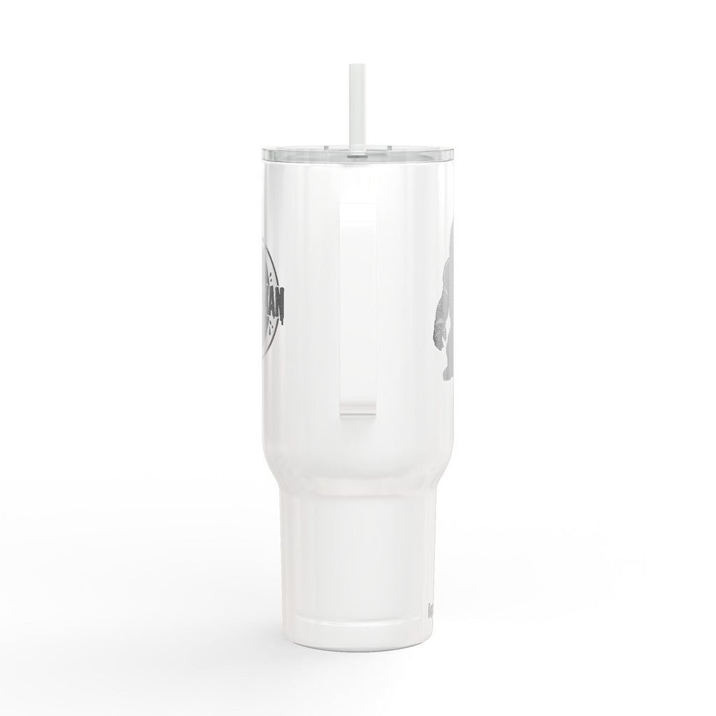 Engraved 40oz Insulated Tumbler with Handle & Lid — Football Player Silhouette