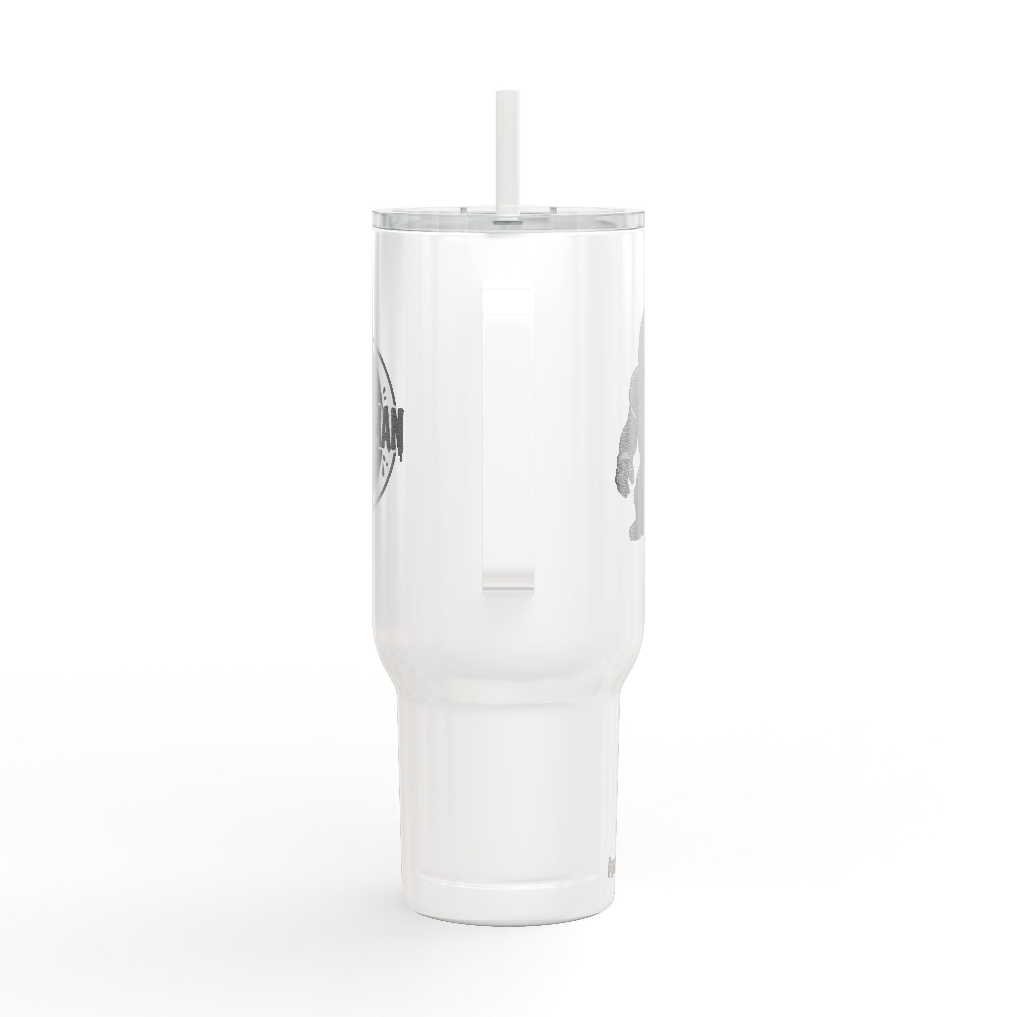 Engraved 40oz Insulated Tumbler with Handle & Lid — Football Player Silhouette