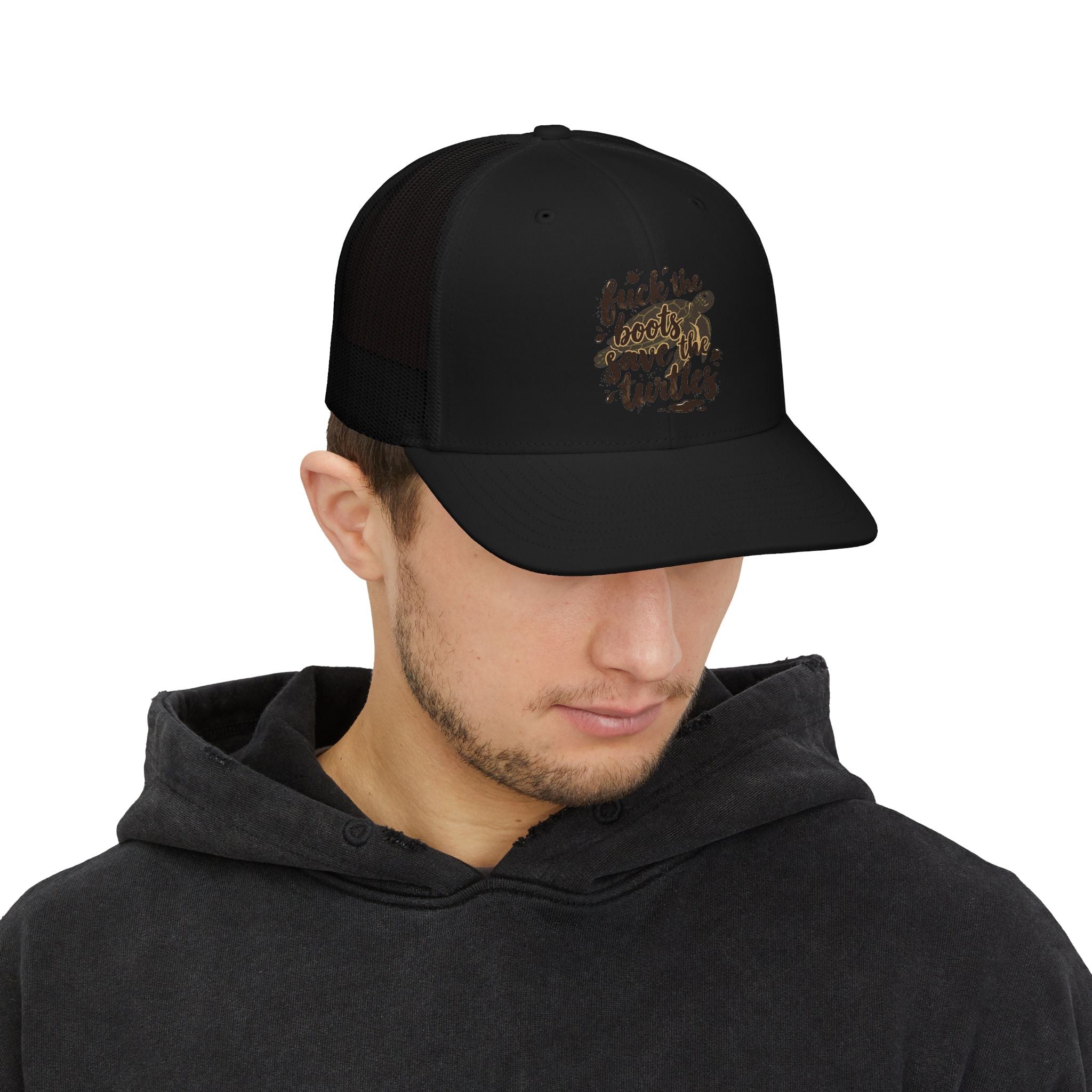 Trucker Cap — “Save the Turtles” Camo Graphic Snapback