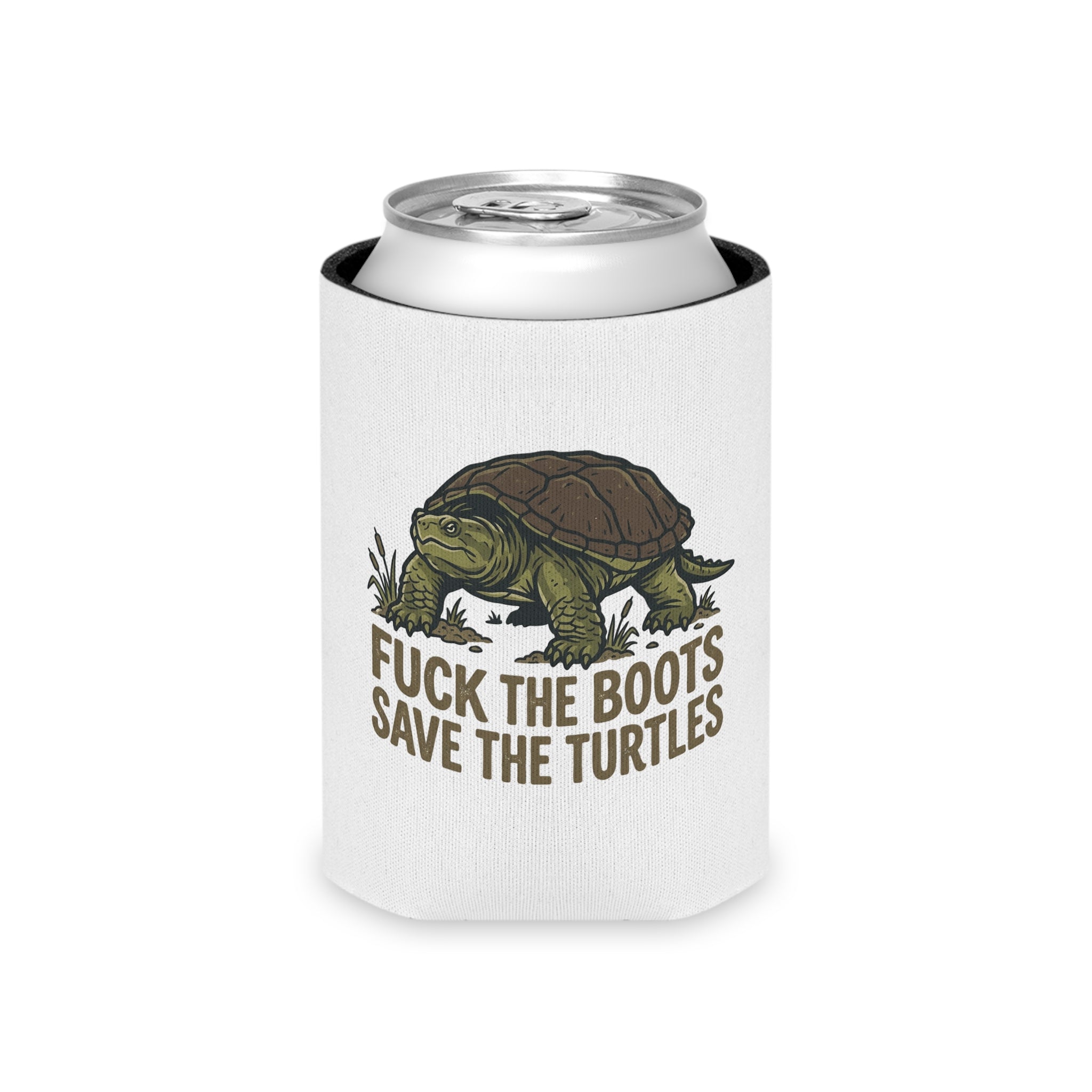 Turtle Can Cooler — "Fuck The Boots Save The Turtles" / Turtle Man Drink Koozie