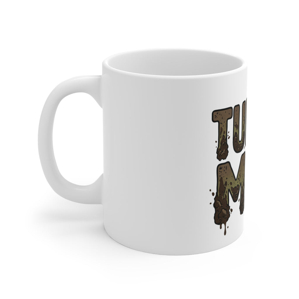 Turtle Man Coffee Mug – Rustic Mud-Splatter Graphic 11oz Ceramic
