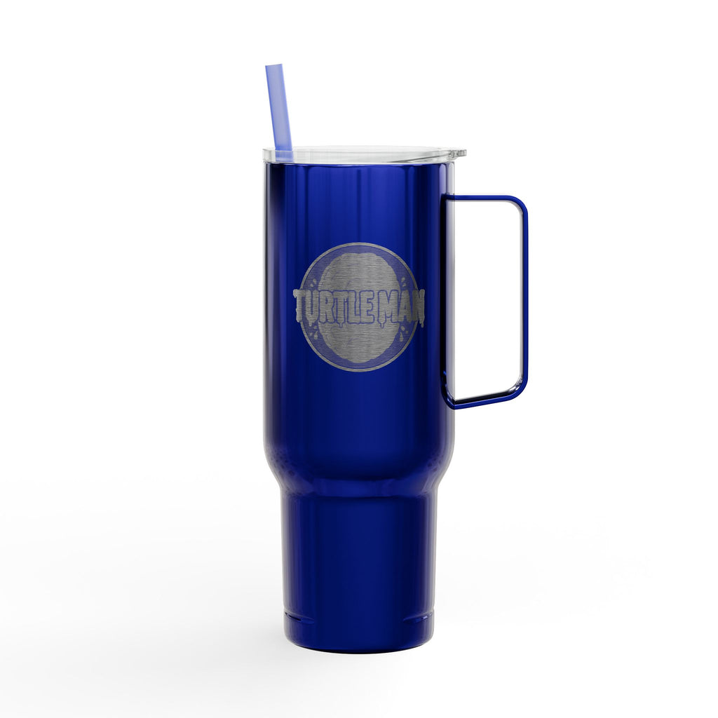 Engraved 40oz Insulated Tumbler with Handle & Lid — Football Player Silhouette