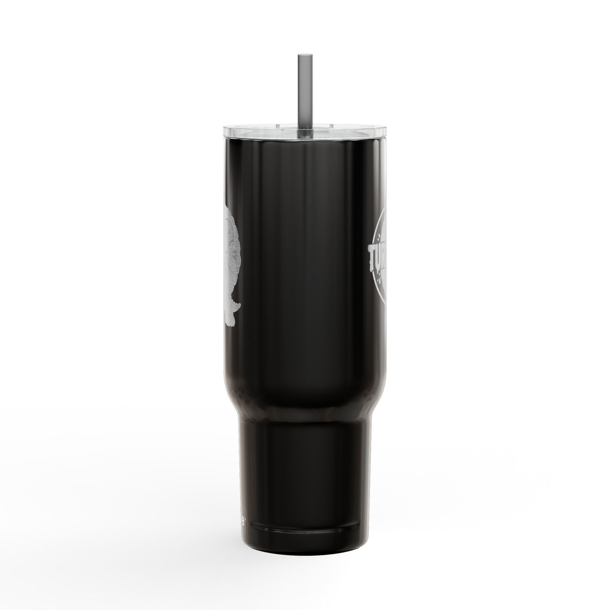 Engraved 40oz Insulated Tumbler with Handle & Lid — Football Player Silhouette