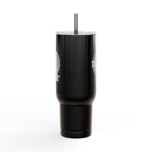 Engraved 40oz Insulated Tumbler with Handle & Lid — Football Player Silhouette