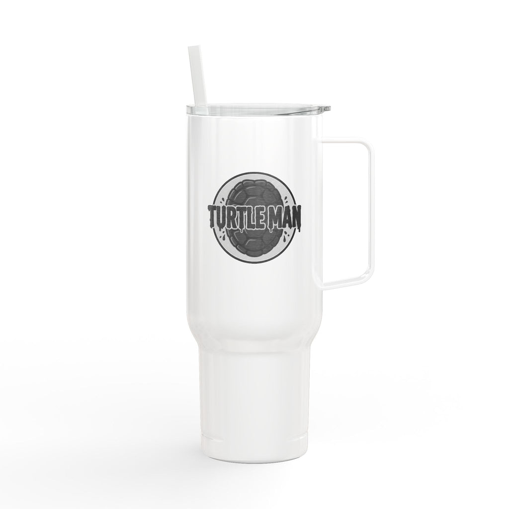 Engraved 40oz Insulated Tumbler with Handle & Lid — Football Player Silhouette
