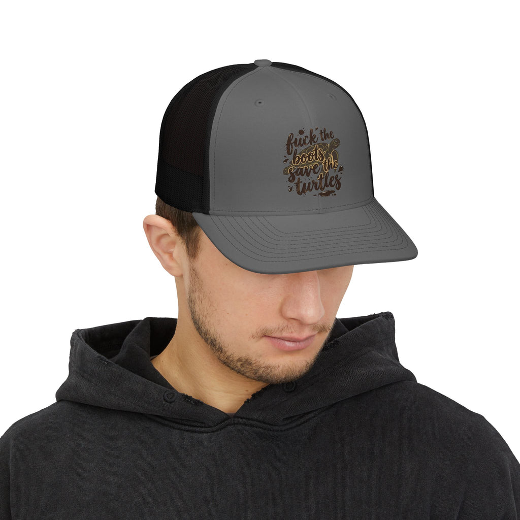 Trucker Cap — “Save the Turtles” Camo Graphic Snapback